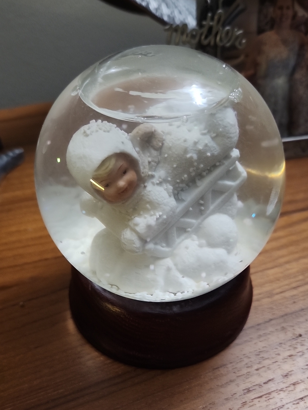 White Snow Globe with Child Figurine - Decorative Home Art